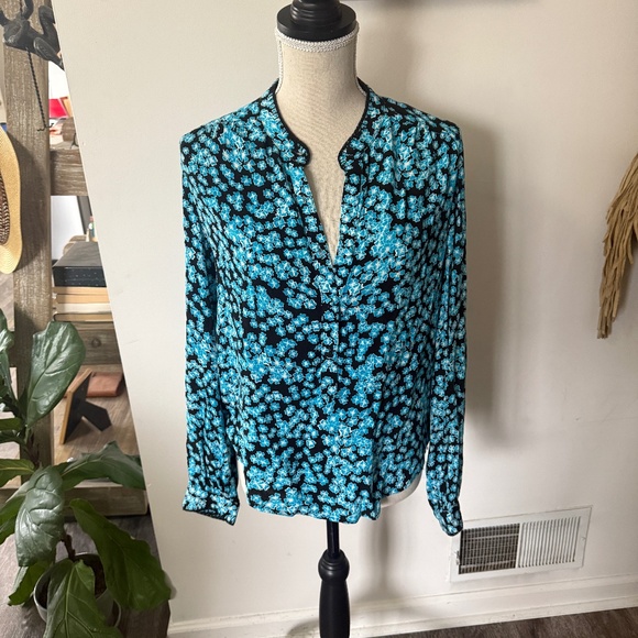ZADIG & VOLTAIRE Blue Black Floral Top S - Picture 1 of 6
